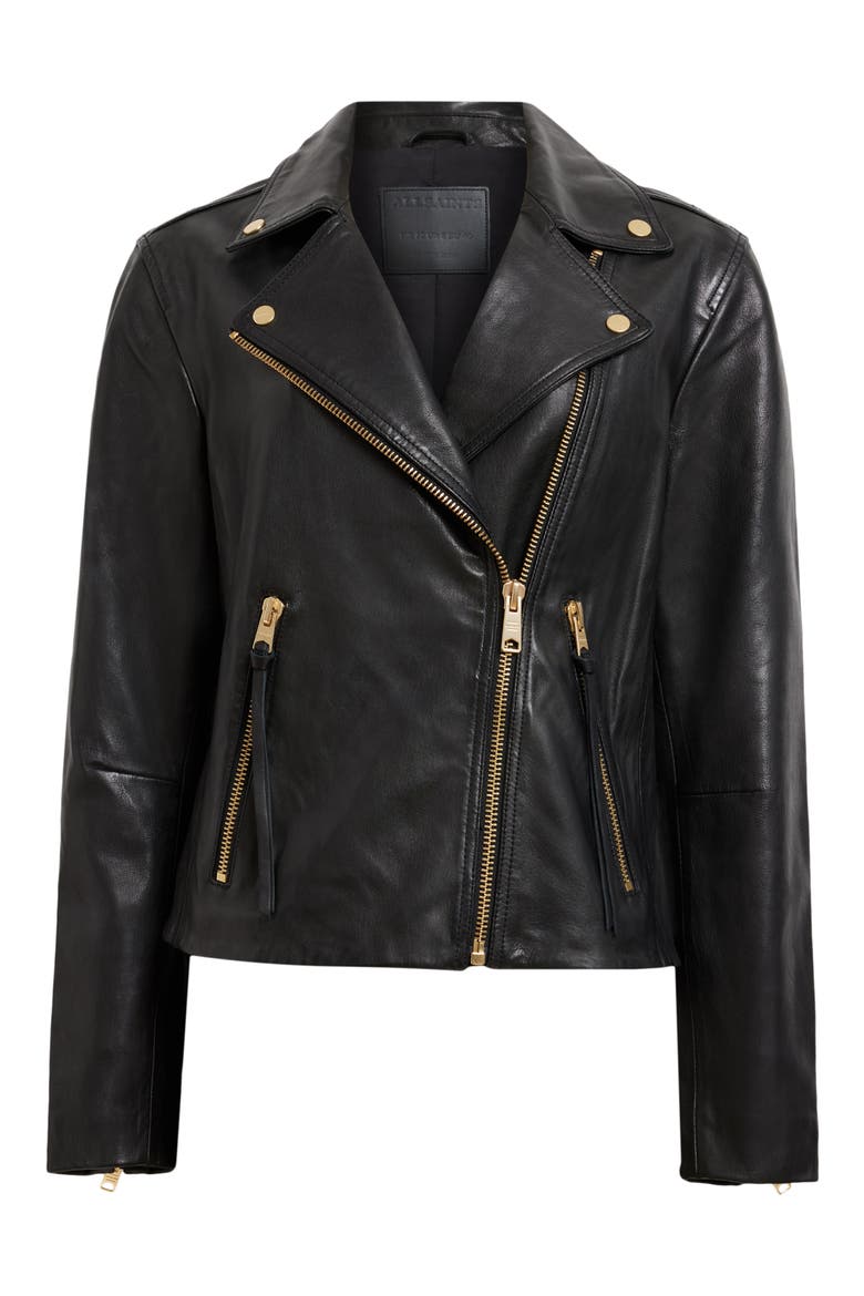 Dalby Leather Biker Jacket, Alternate, color, BLACK/ GOLD
