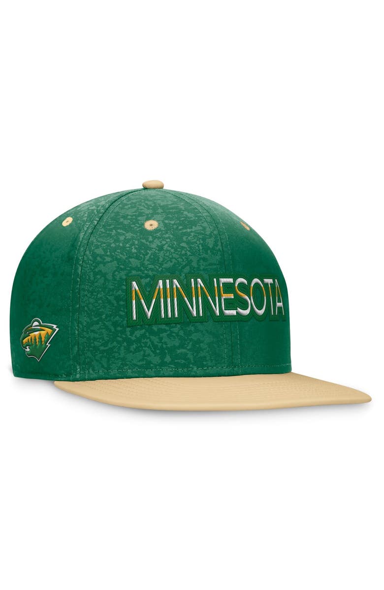 FANATICS Men's Fanatics Branded Kelly Green/Yellow Minnesota Wild Authentic Pro Snapback Hat, Main, color, 