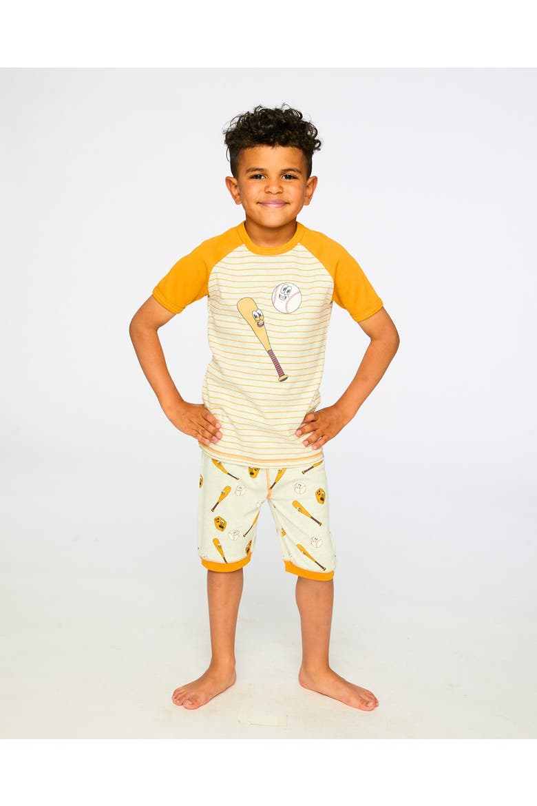Organic Cotton Baseball Two-Piece Pyjama Set, Alternate, color, Grey Mix Baseball Print