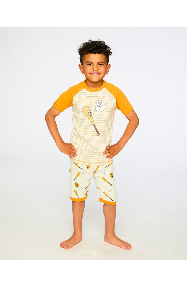 Deux par Deux Organic Cotton Baseball Two-Piece Pyjama Set, Alternate, color, Grey Mix Baseball Print