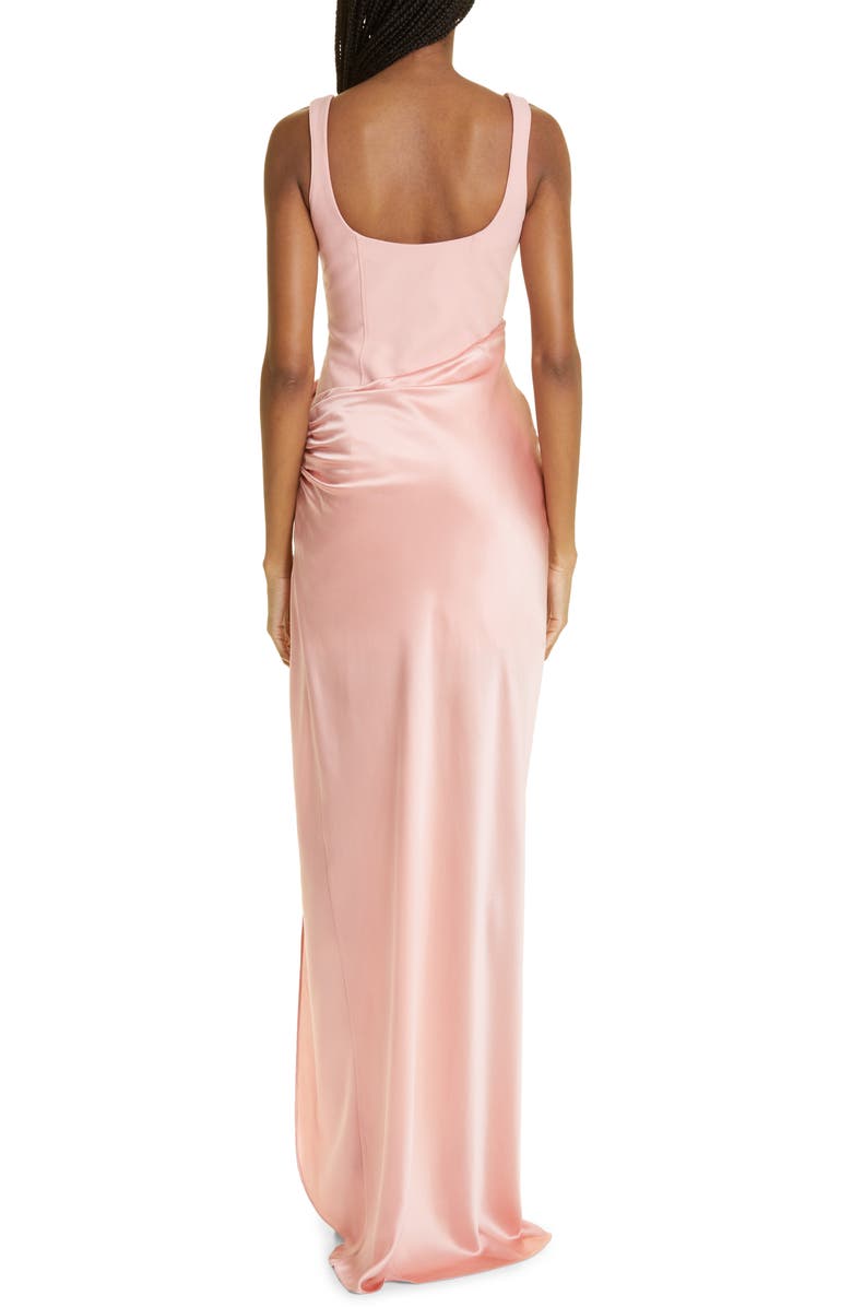 Cinq à Sept Marian Mix Media Side Ruched Gown, Alternate, color, Peony Pink