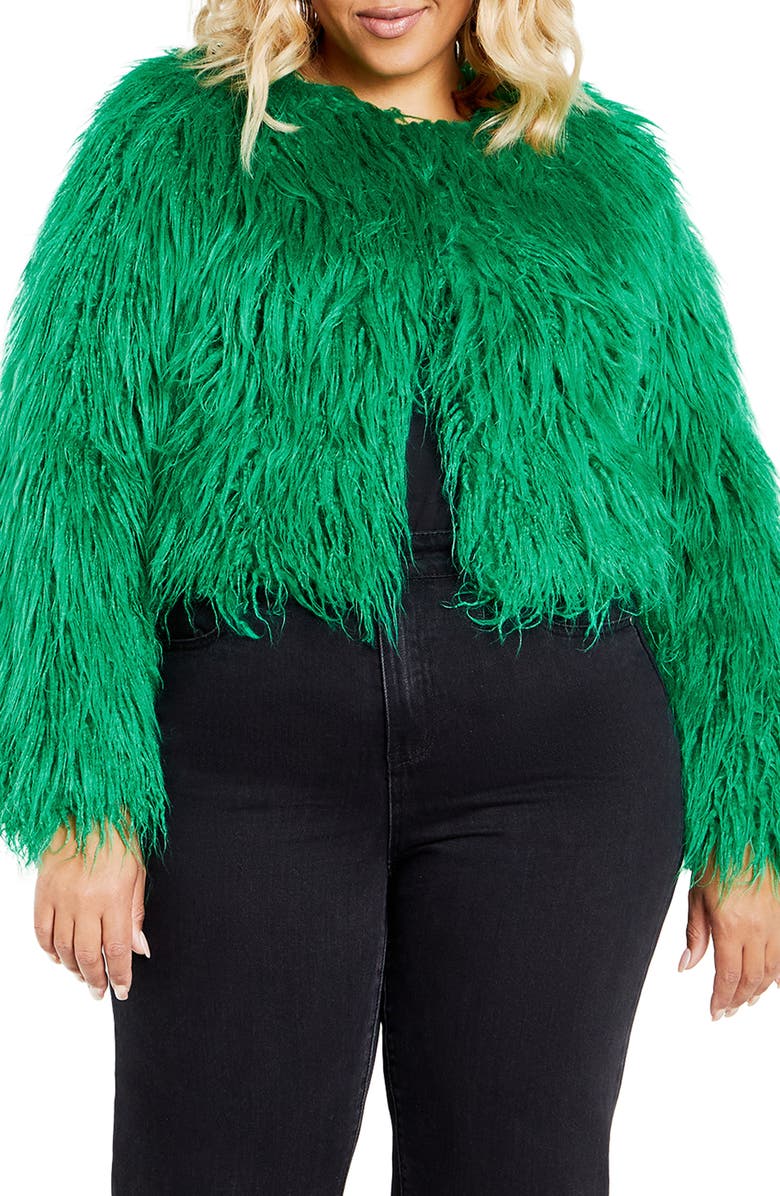 City Chic Blakely Faux Fur Crop Jacket, Main, color,