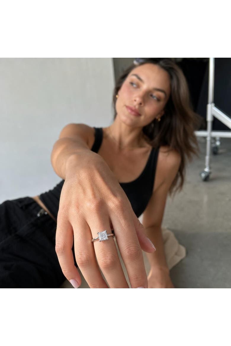 Genoveva 14K White Gold Princess Cut Lab Grown Diamond Hidden Halo Engagement Ring - 2.2 Ct, Alternate, color, 14K White Gold