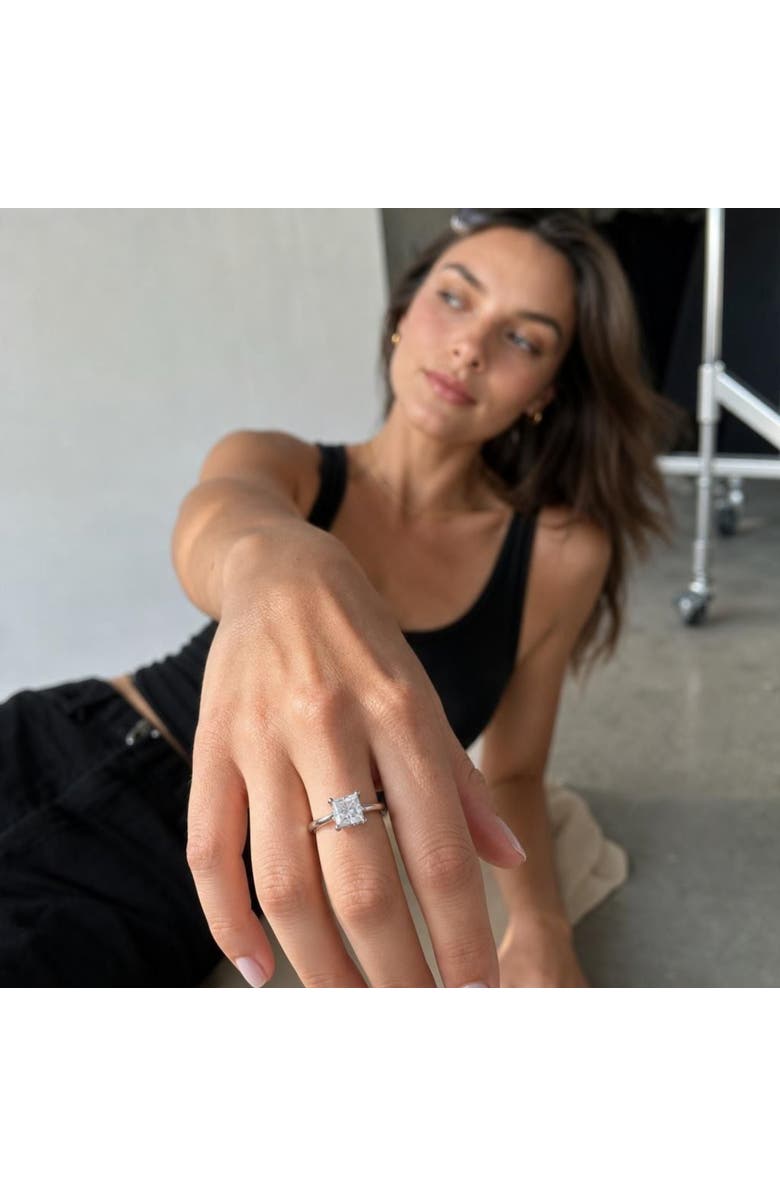 LuvMyJewelry Genoveva 14K White Gold Princess Cut Lab Grown Diamond Hidden Halo Engagement Ring - 2.2 Ct, Alternate, color, 14K White Gold