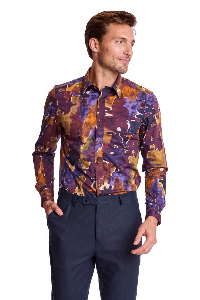 Parker Trim Fit Stretch Cotton Button-Up Shirt, Alternate, color, COLORFUL SWIRLS