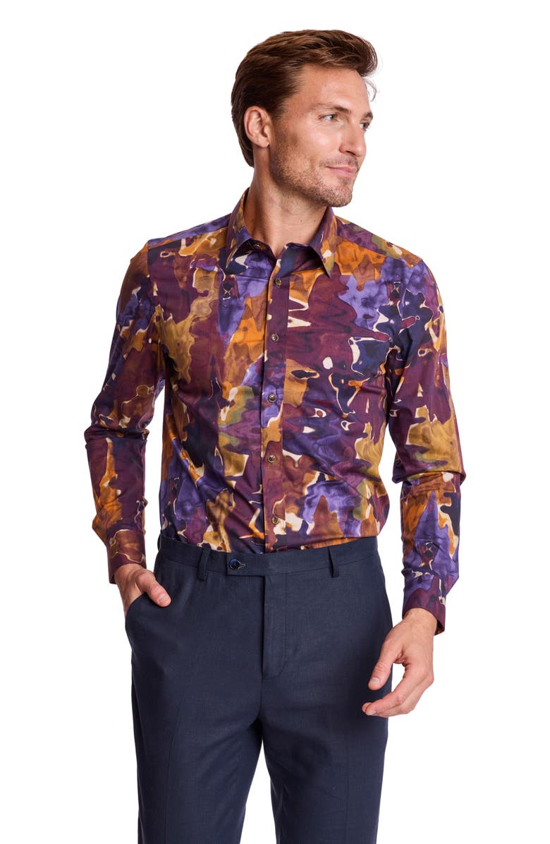 PAISLEY & GRAY Parker Trim Fit Stretch Cotton Button-Up Shirt, Alternate, color, Colorful Swirls