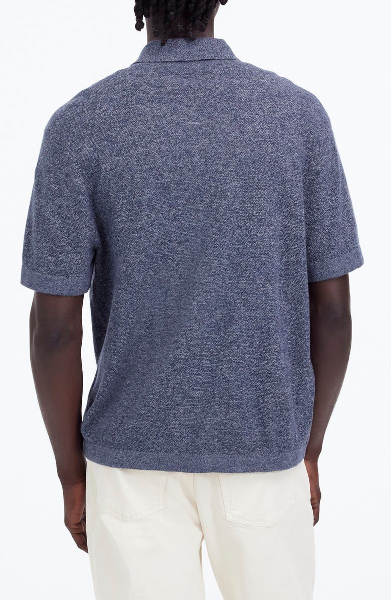 Madewell Marled Cotton Button-Up Sweater Polo, Alternate, color, Navy Marl
