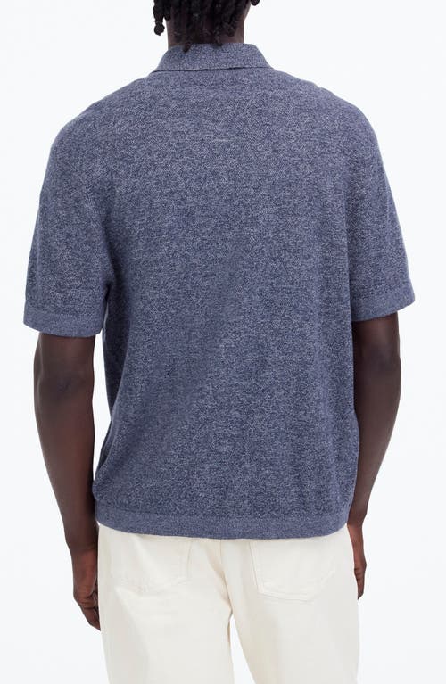 Madewell Marled Cotton Button-up Sweater Polo In Navy Marl