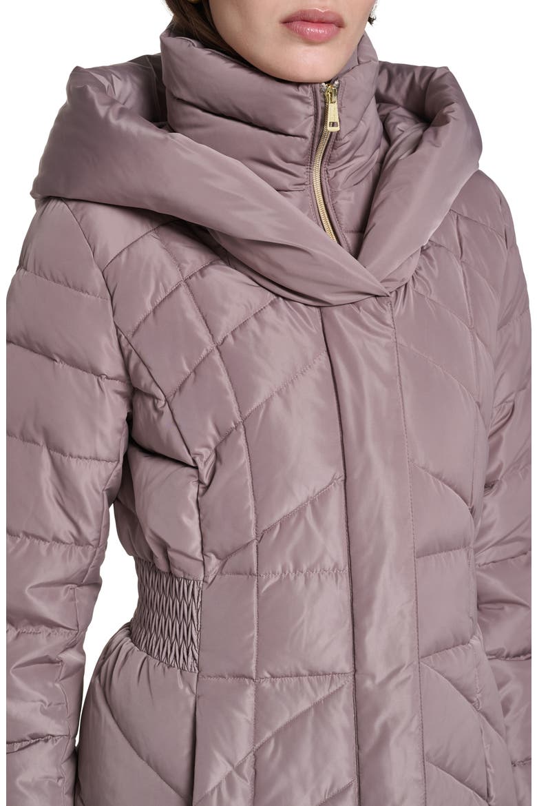 Taffeta Puffer Coat with Quilted Zip Bib, Alternate, color, CASHEW