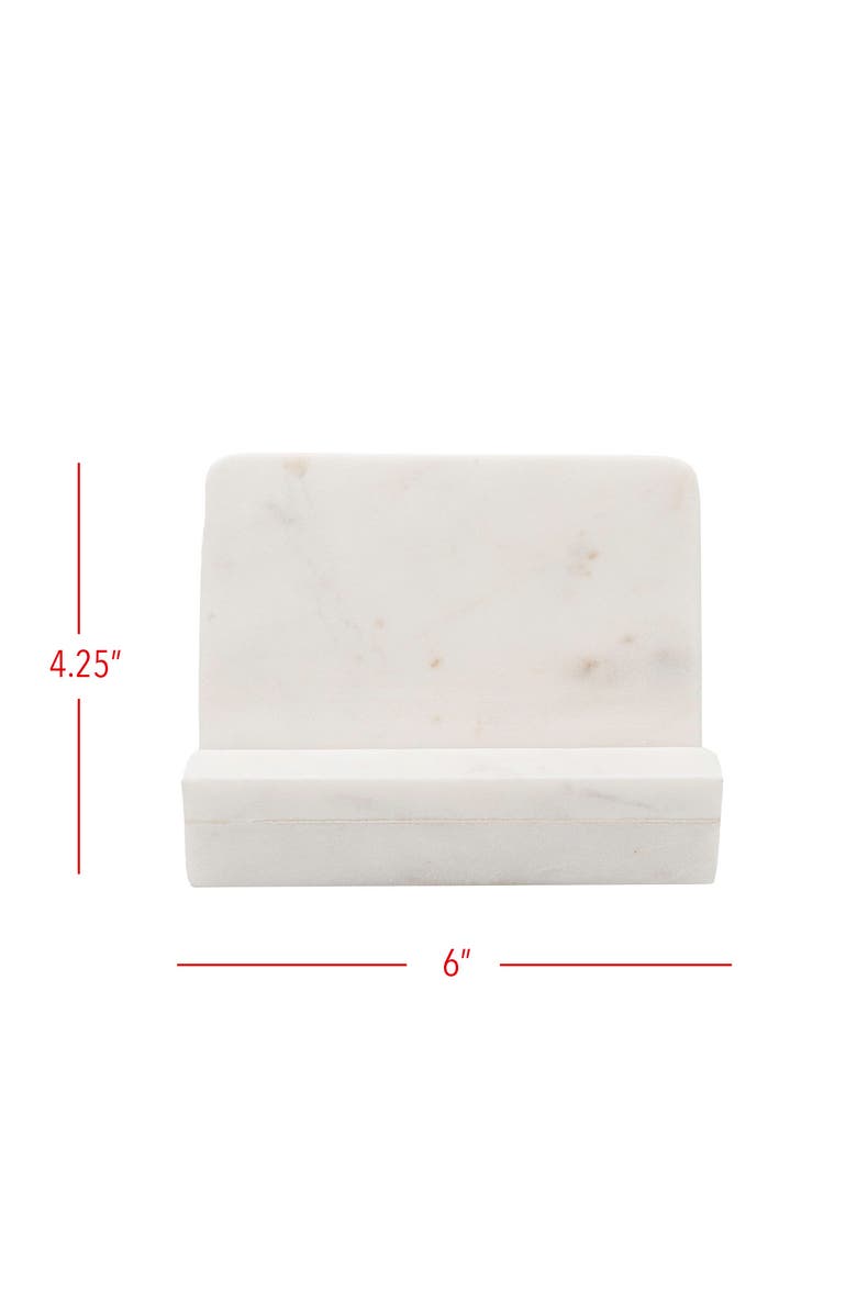 Foreside Home and Garden 7.75" x 8.5" Kendal White Marble Premium Kitchen Cook Book Holder w/ Foam Feet, Alternate, color, White