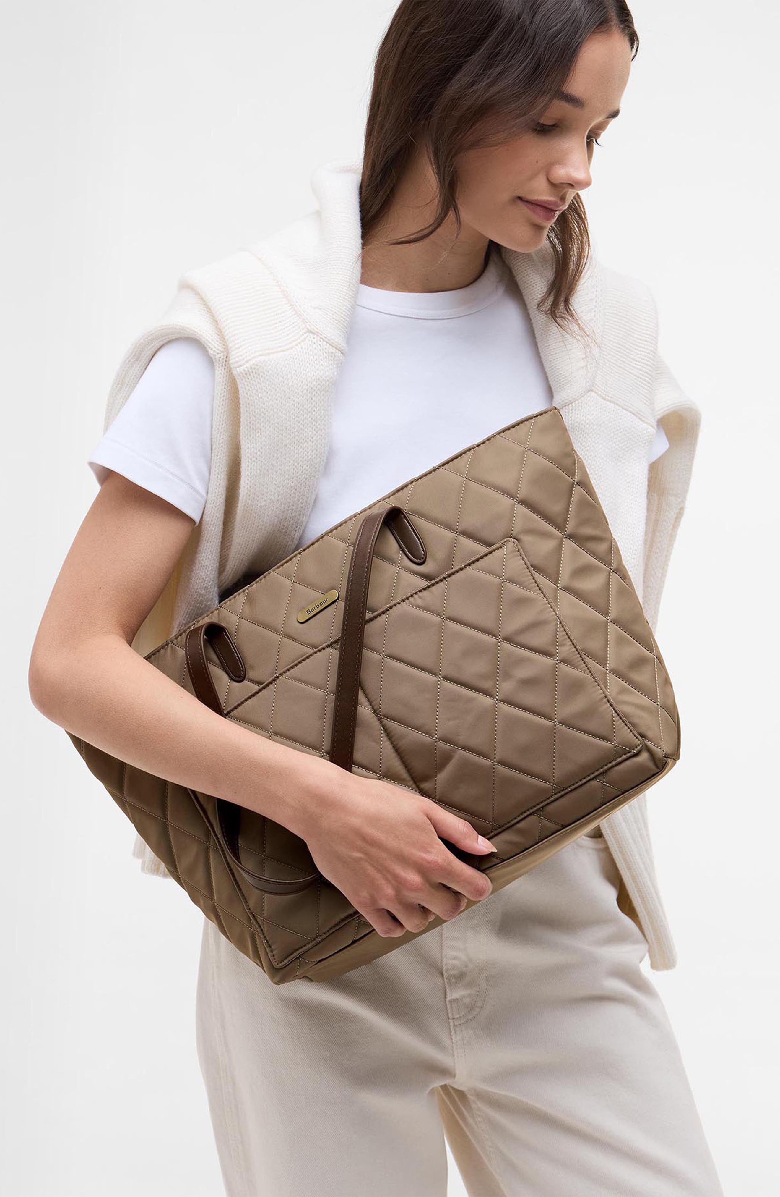 Barbour Quilted Nylon Tote, Alternate, color, 