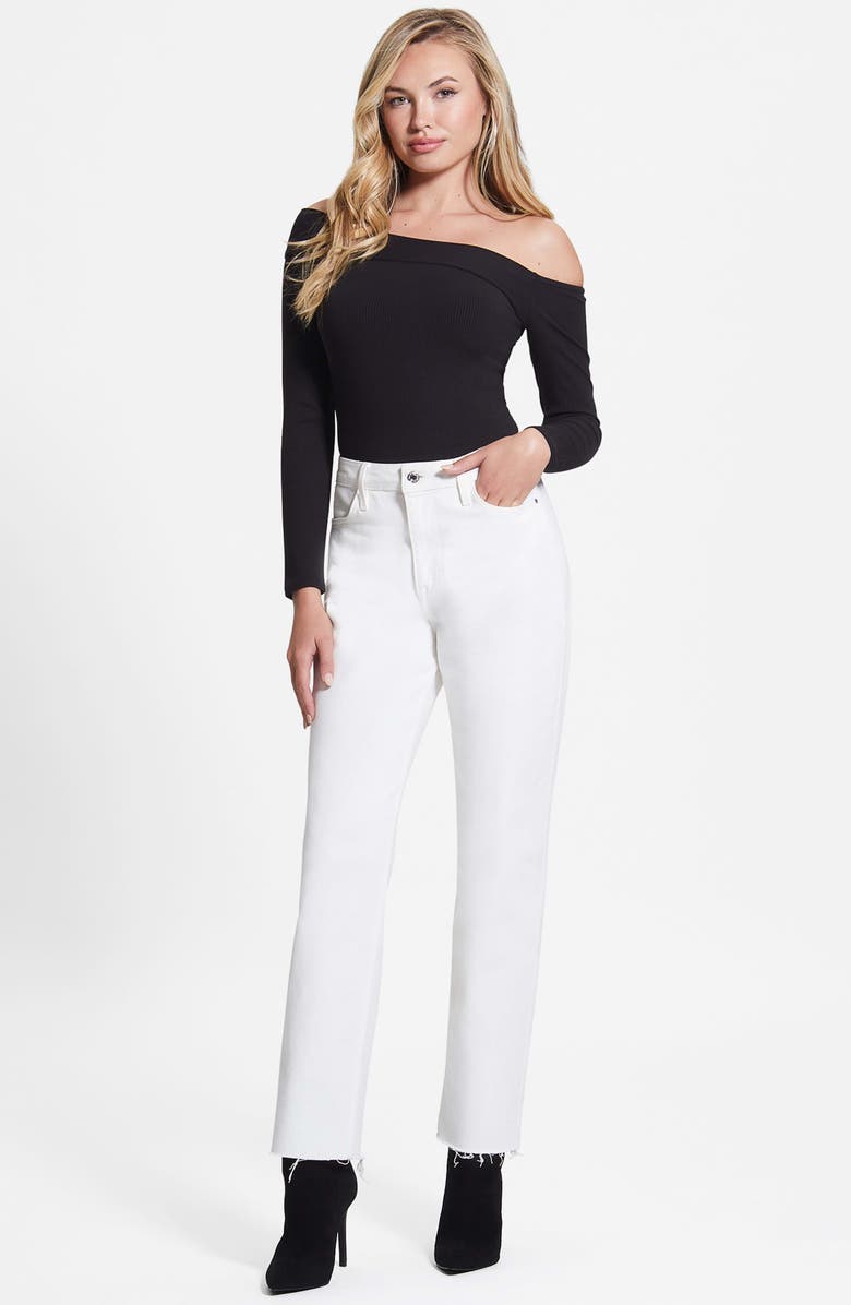 GUESS Amelia Asymmetric Off the Shoulder Long Sleeve Top, Alternate, color,