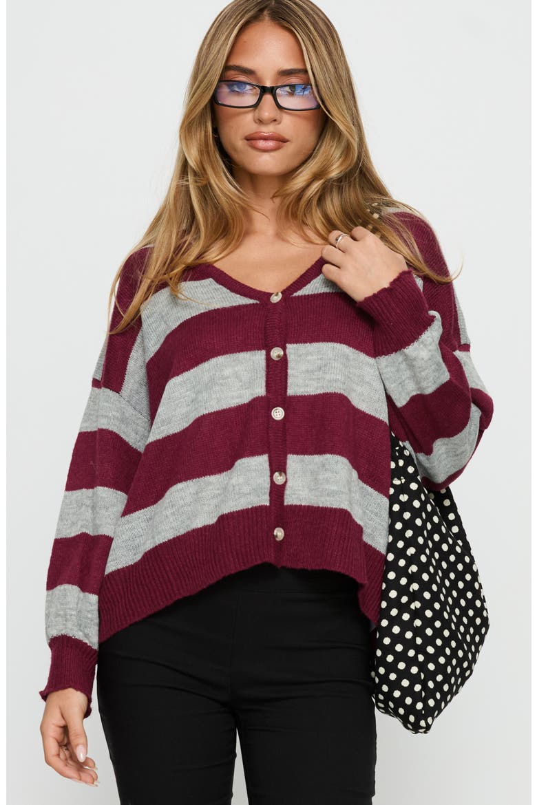 Devvon V-Neck Stripe Cardigan, Alternate, color, MULTI