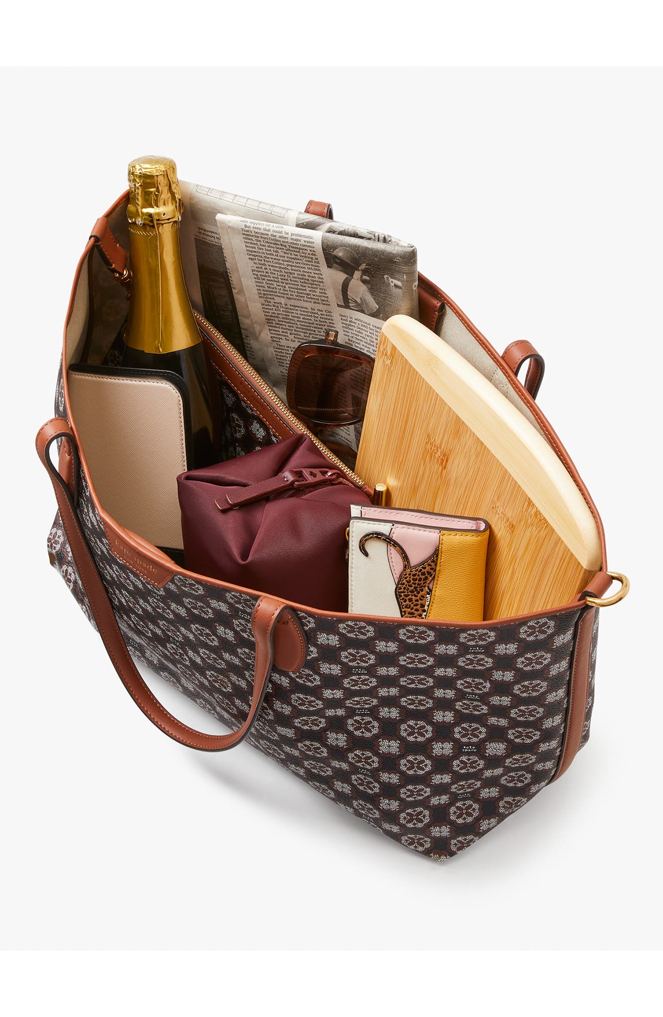 Kate Spade New York spade flower monogram coated canvas tote, Alternate, color, 