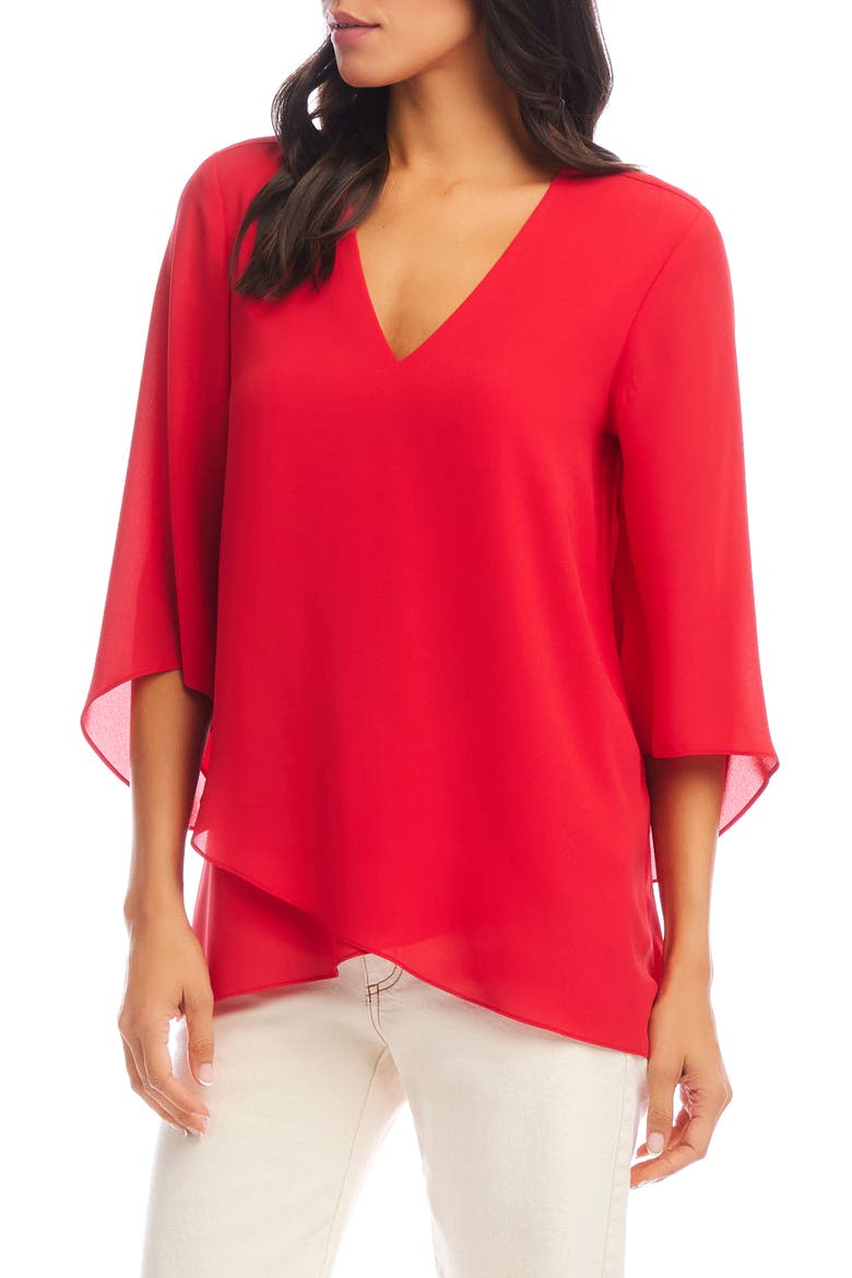 Asymmetrical Crepe Top, Main, color, CHERRY