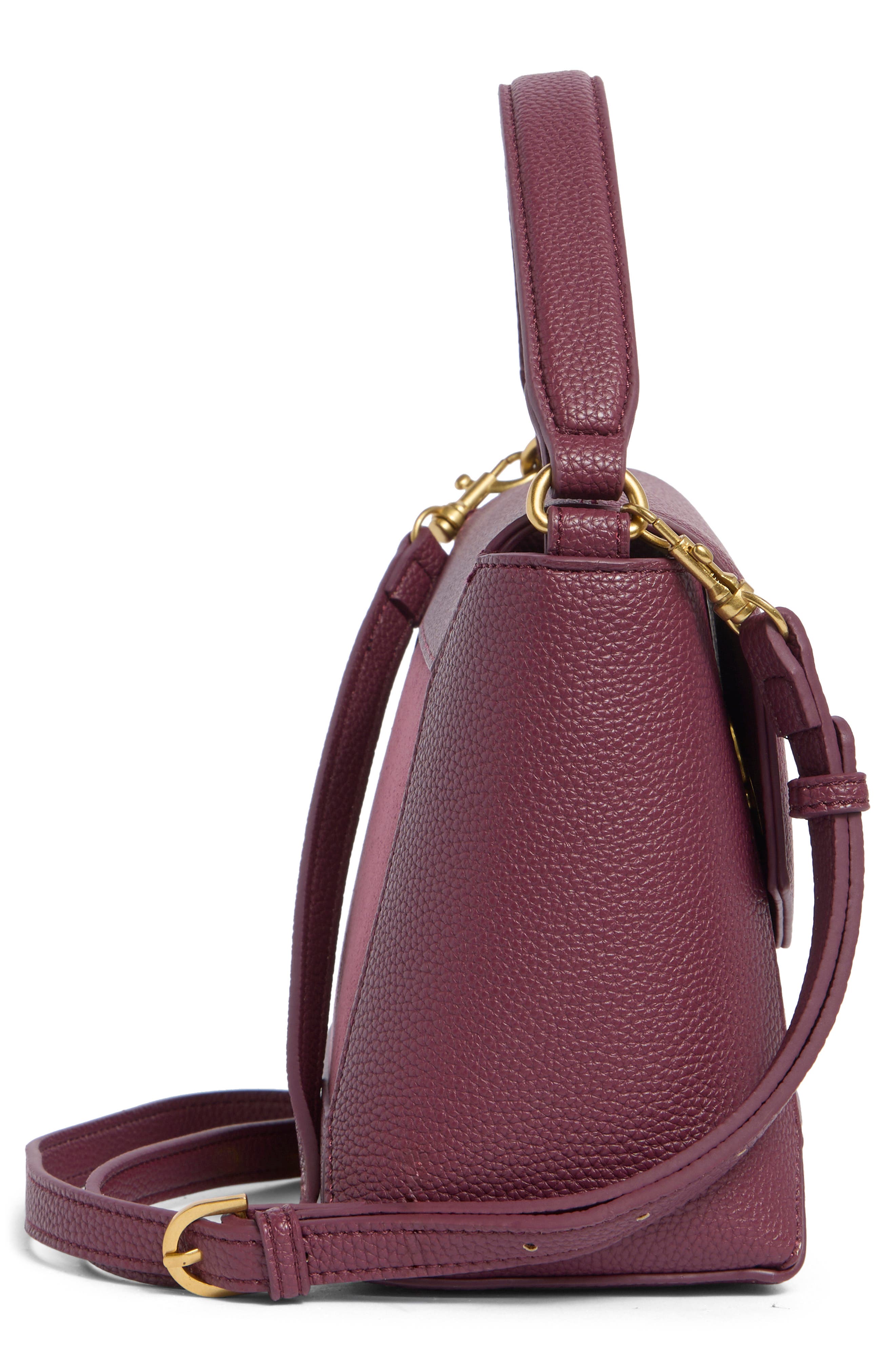 Carley Faux Leather Flap Satchel, Alternate, color, SANGRIA