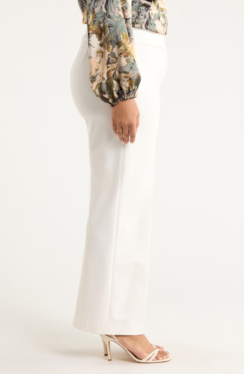 Anne Klein High Waist Wide Leg Pull-On Pants, Alternate, color, White Dove