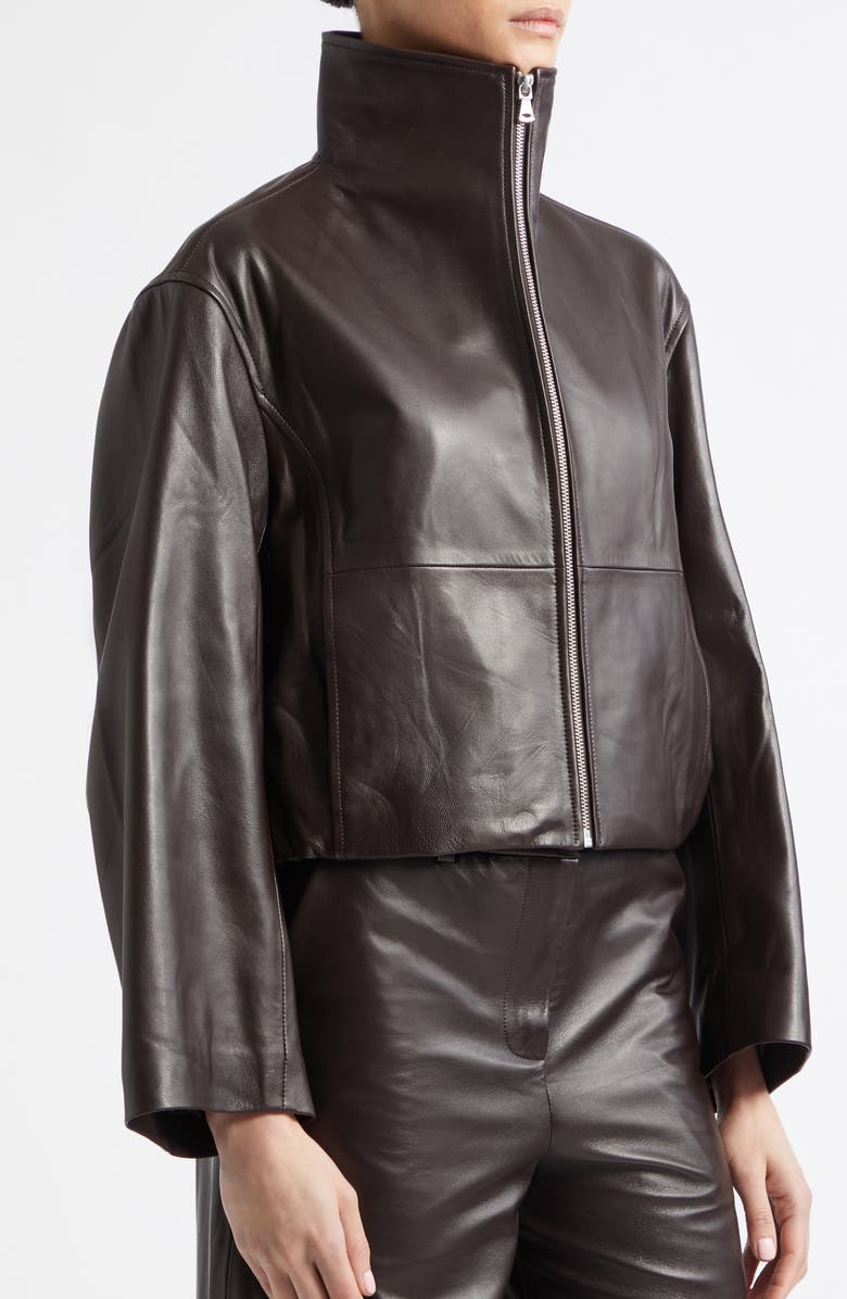 NOUR HAMMOUR Etienne Everyday Leather Jacket, Alternate, color, Dark Brown