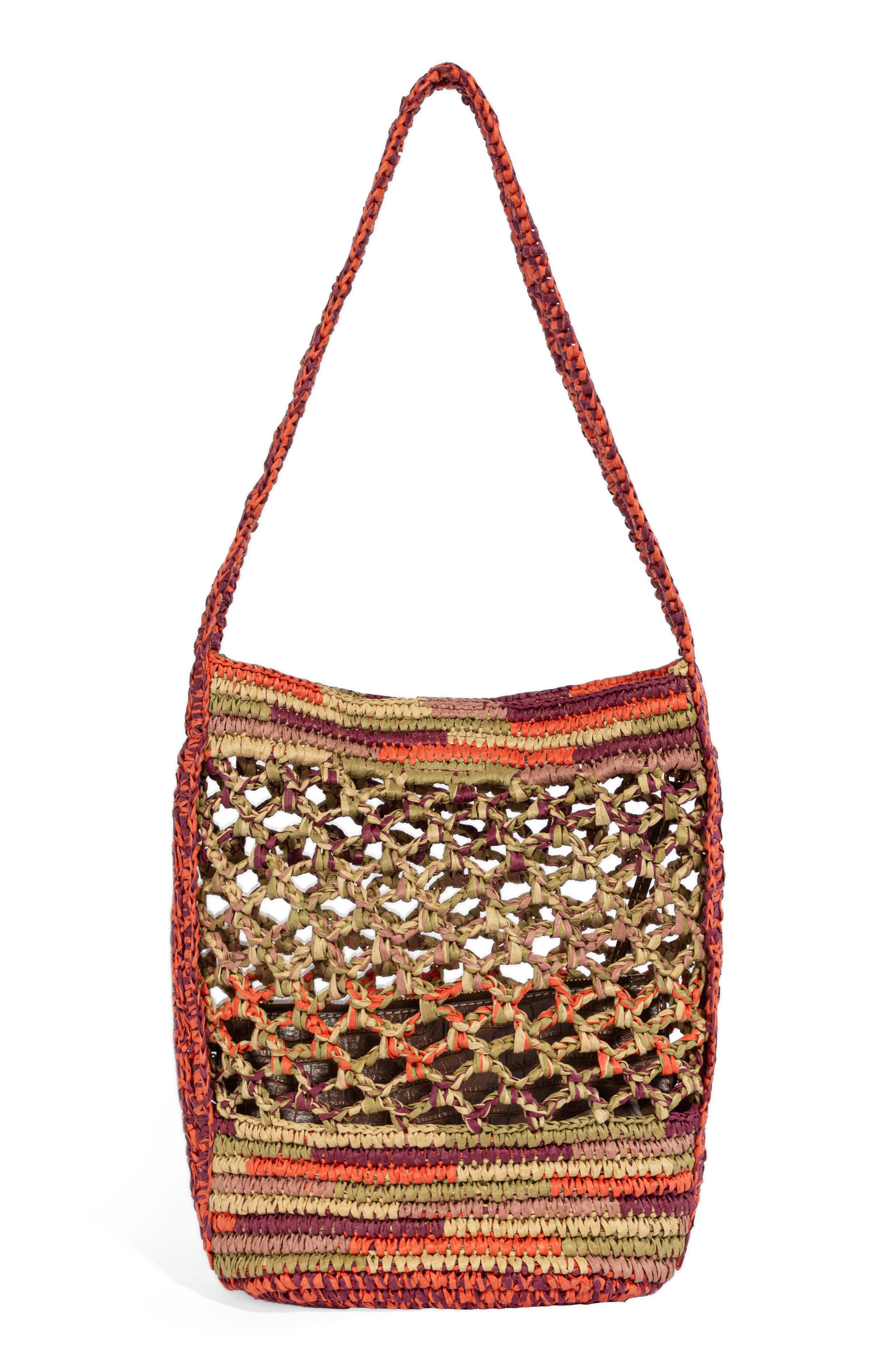 Remi Raffia Bucket Bag, Alternate, color, RUST