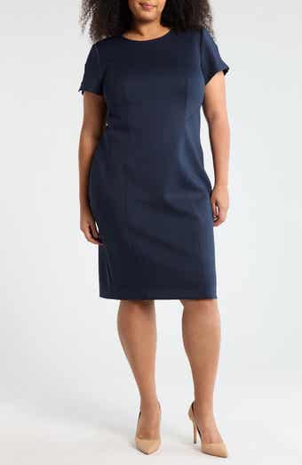 Short Sleeve Scuba Knit Sheath Dress
