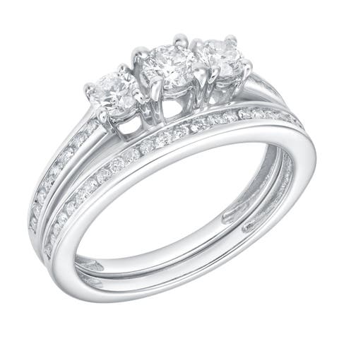 Celestyn Duo 0.90 Cts Natural Diamond Duo Set 14K Gold Ring Set