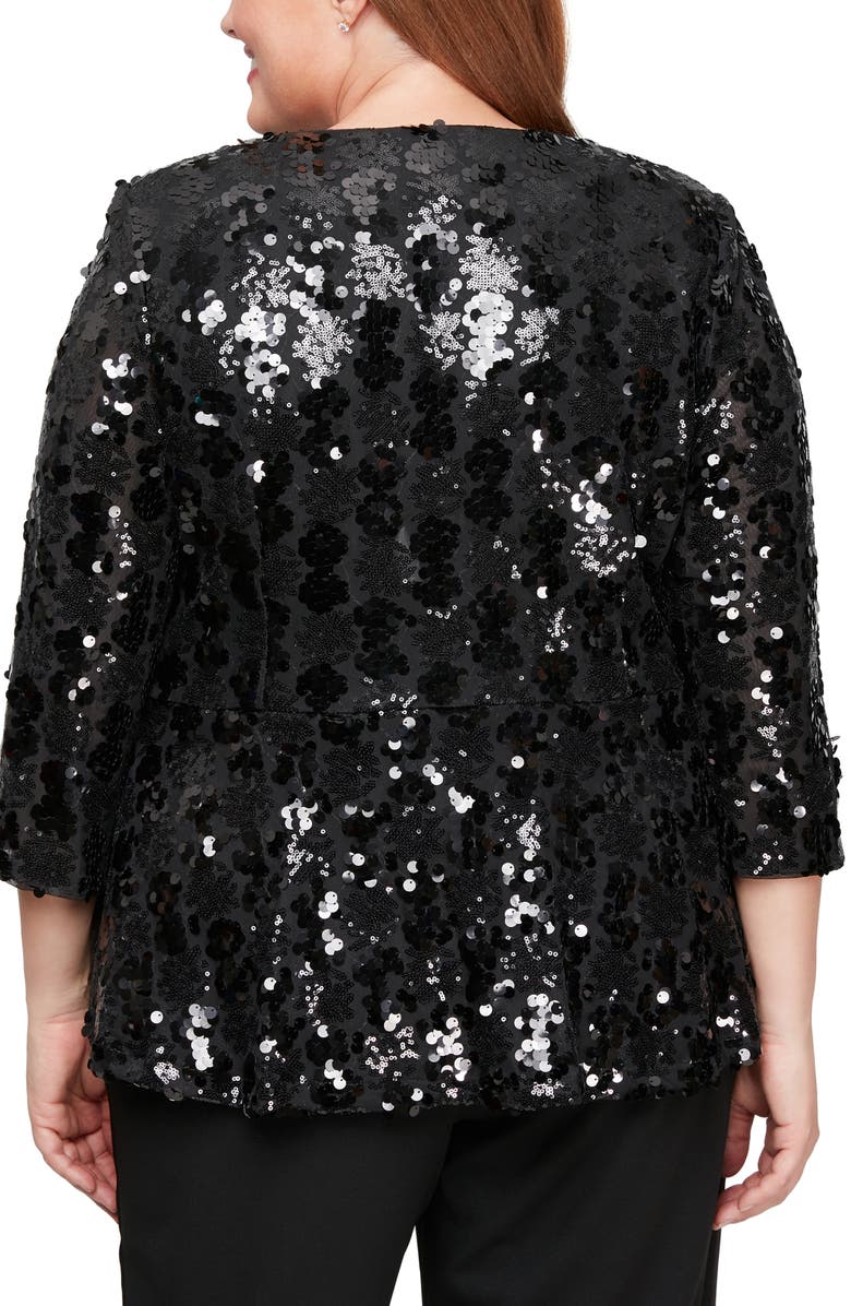 Alex Evenings Sequin Zip Jacket, Alternate, color, 