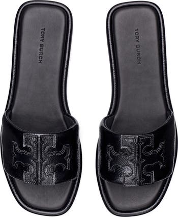 サンダル・ミュール TORY BURCH SPORT SLIDE LEATHER SANDALS Tory Burch Double-T Leather Sport Slide Sandal (Women