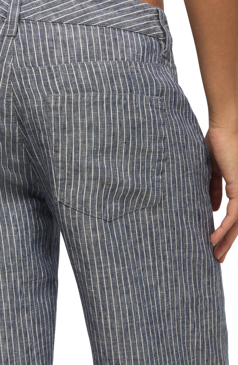 Lucky Brand Stripe Linen Baggy Wide Leg Pants, Alternate, color, Navy Stripe