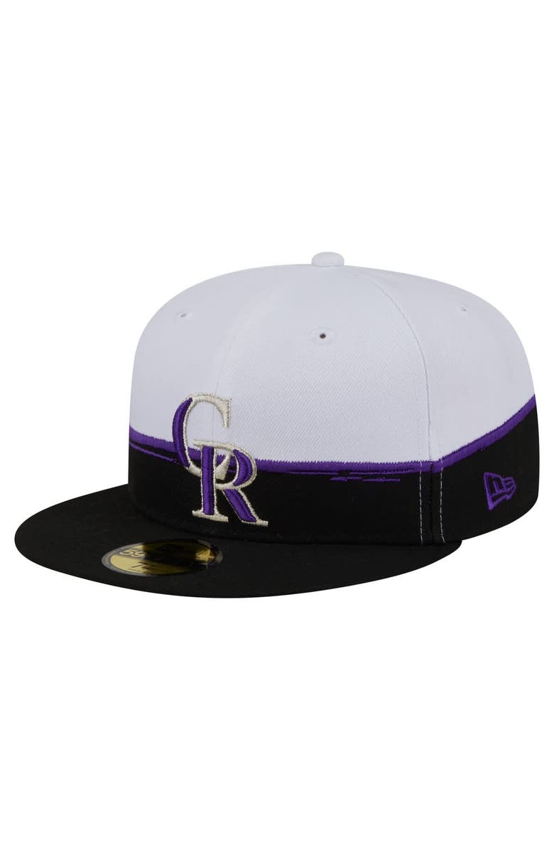 New Era Men's New Era Black/White Colorado Rockies Paint Stroke 59FIFTY Fitted Hat, Main, color, Black