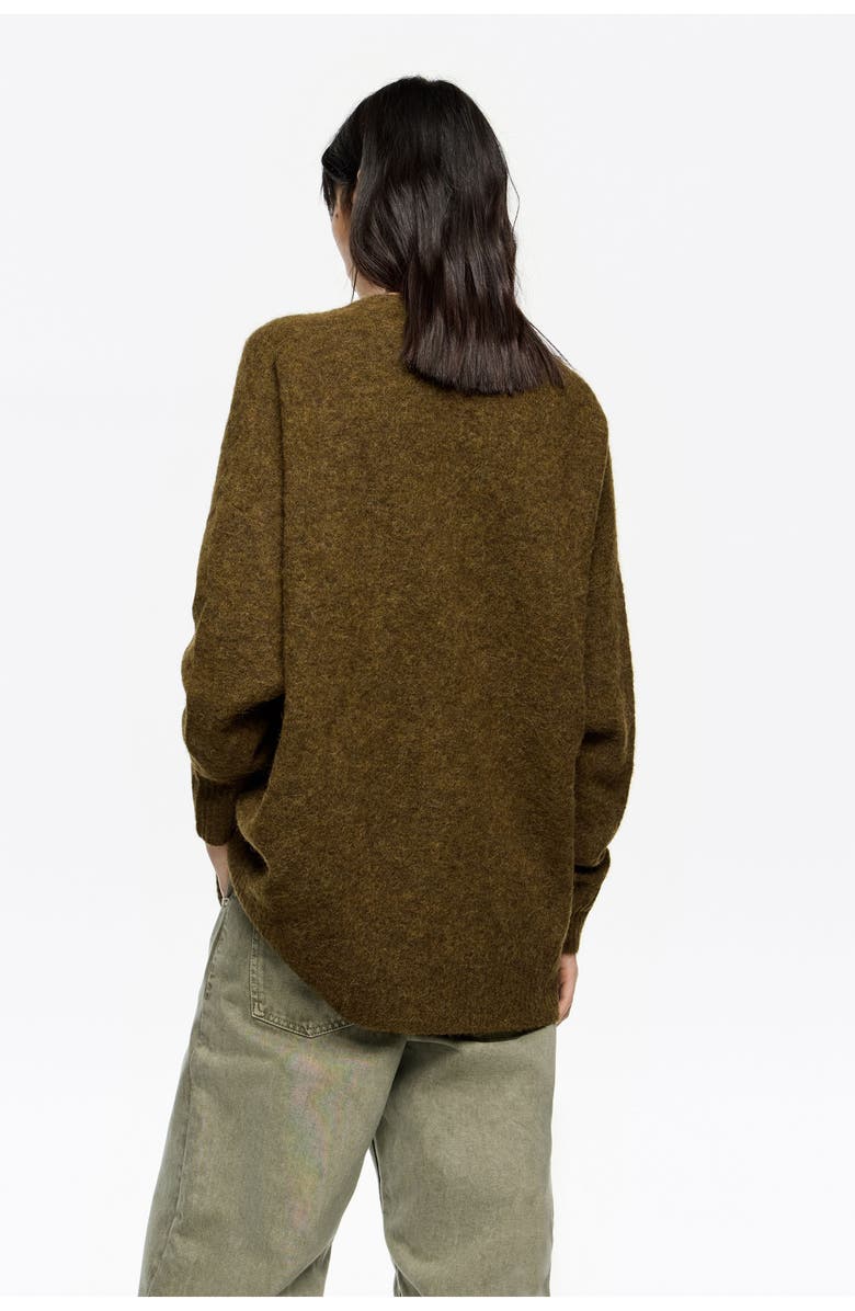 Bimba y Lola Long Alpaca Cardigan, Alternate, color, Dark Khaki