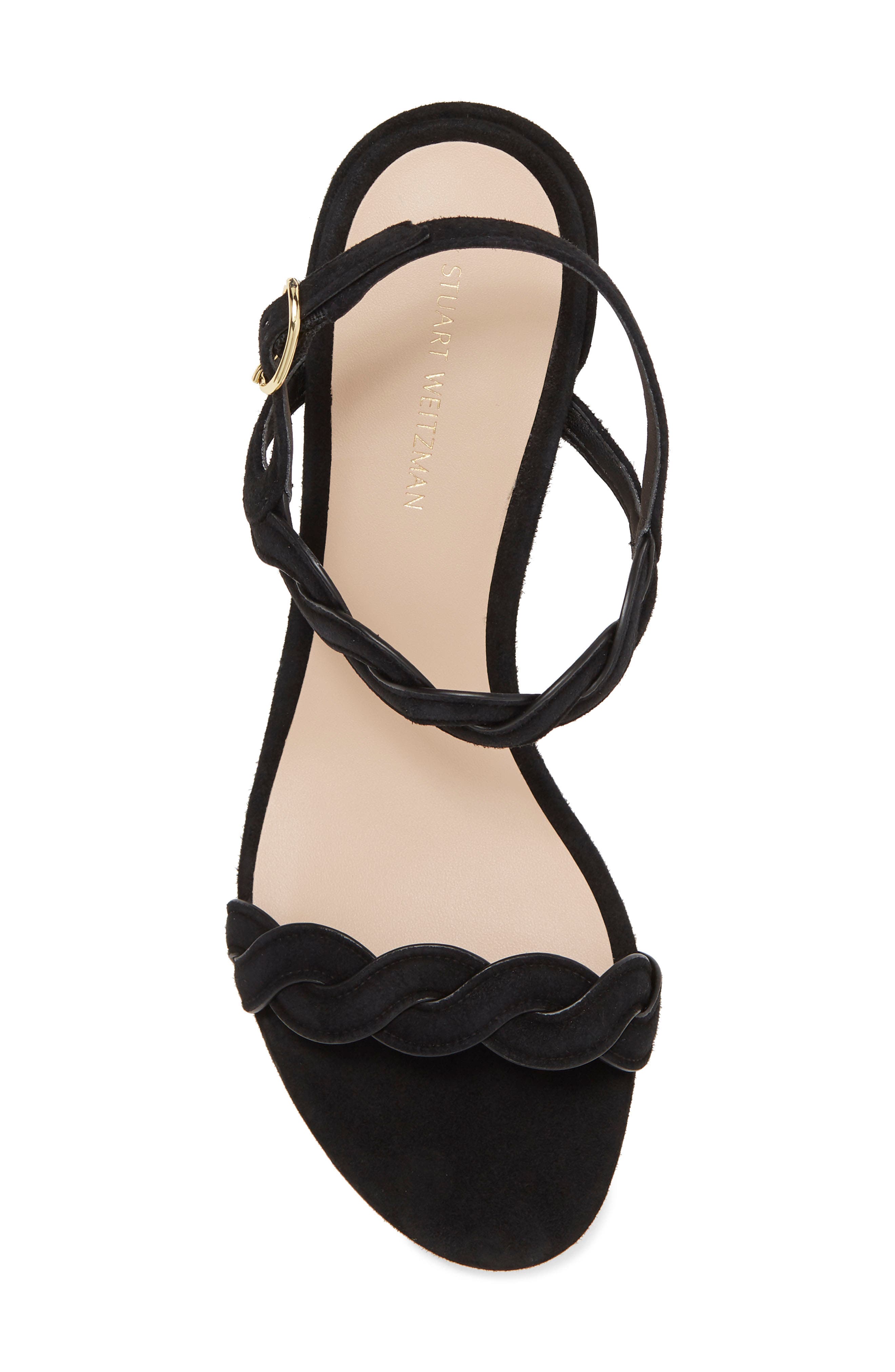 Stuart Weitzman Twistie Black Heel Sandal, Alternate, color, 