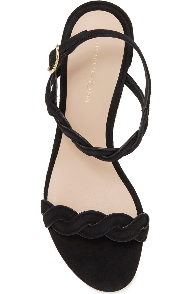 Stuart Weitzman Twistie Black Heel Sandal, Alternate, color,