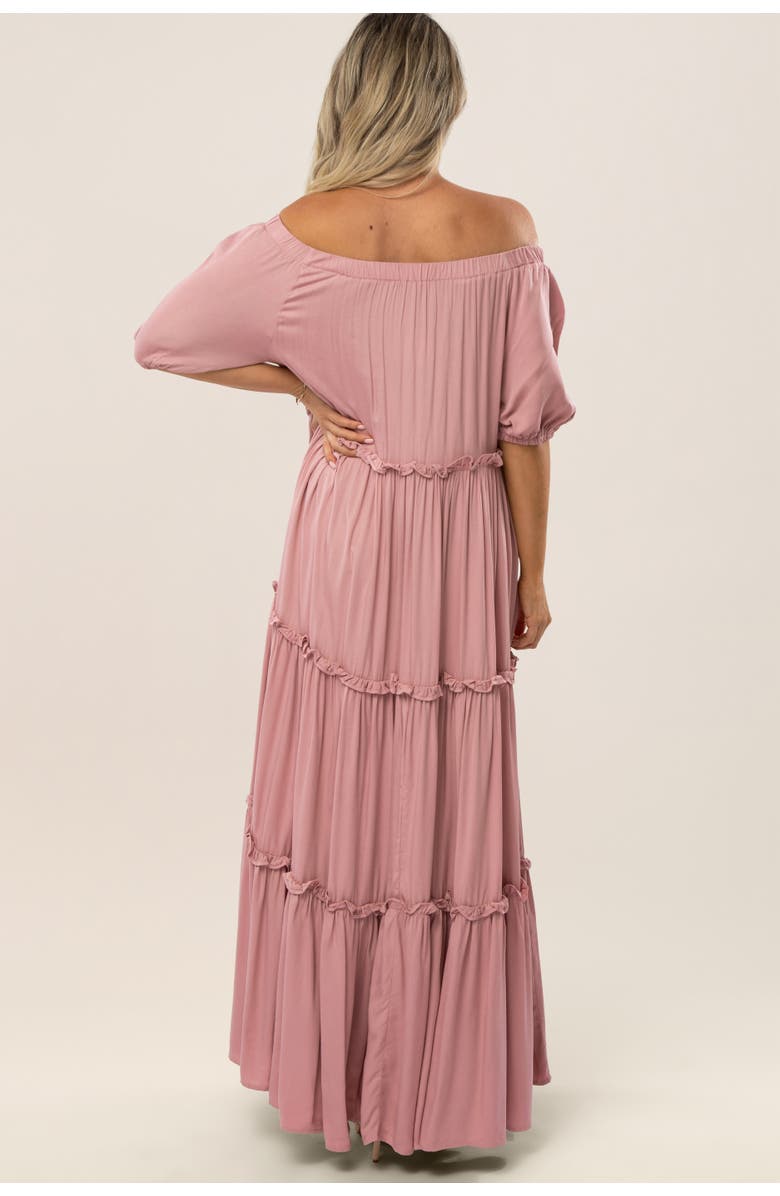 PinkBlush Off Shoulder Ruffle Tiered Maxi Dress, Alternate, color, Mauve