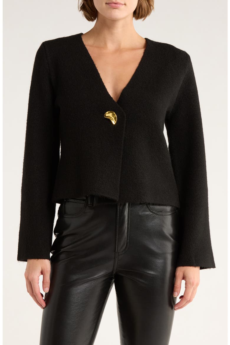 Asymmetrical Button Cardigan, Main, color, BLACK