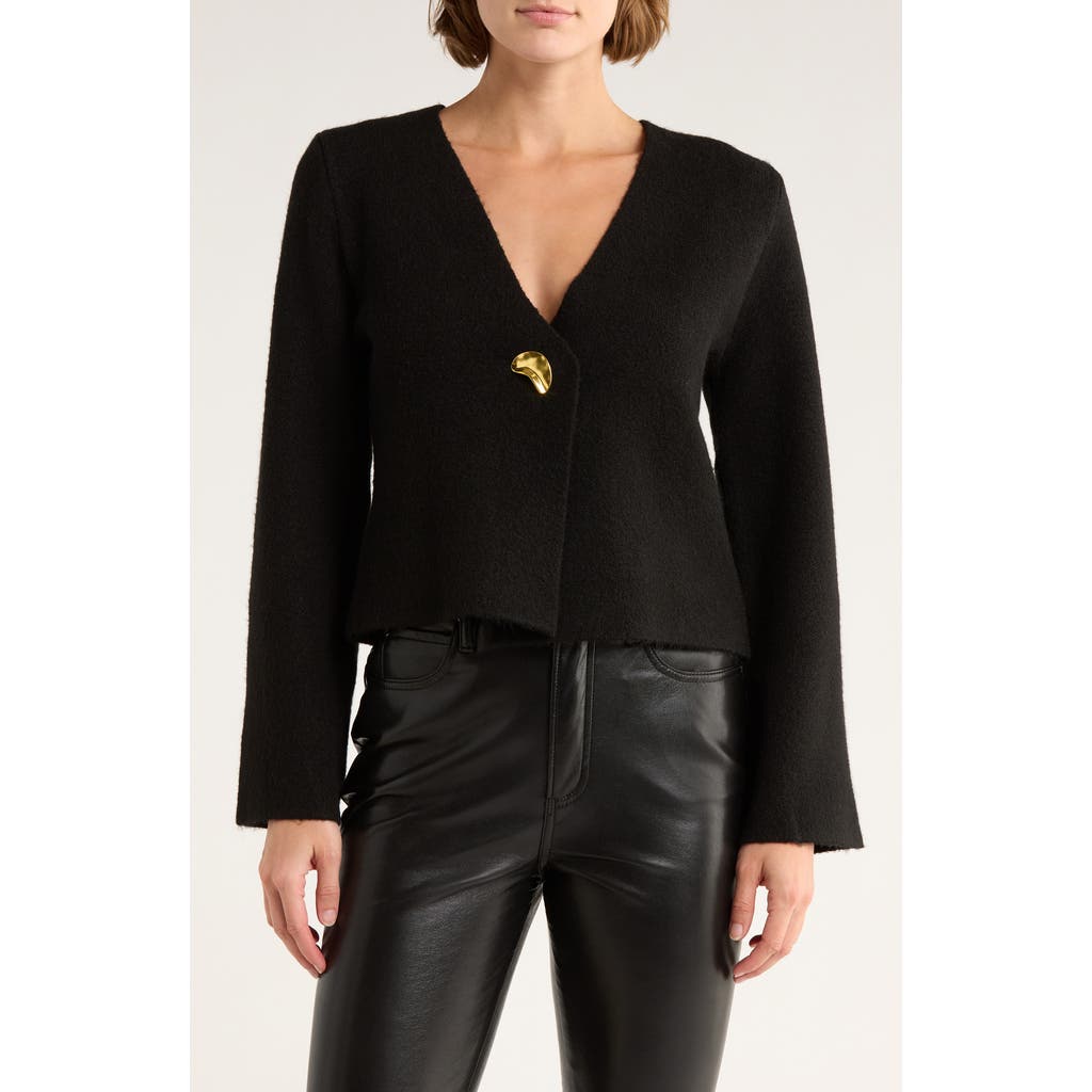 Vigoss Asymmetrical Button Cardigan In Black