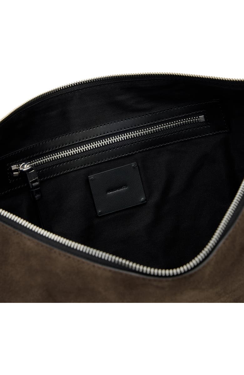 AllSaints Half Moon Suede Shoulder Bag, Alternate, color, Fango Brown