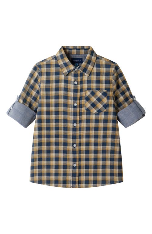 Andy & Evan Kids' Plaid Cotton Button-up Shirt In Brown