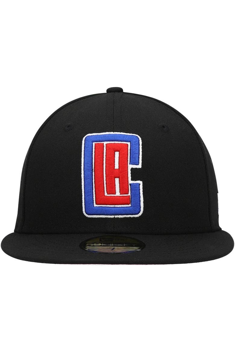 Men's New Era Black LA Clippers Pink Undervisor 59FIFTY Fitted Hat, Alternate, color, Black