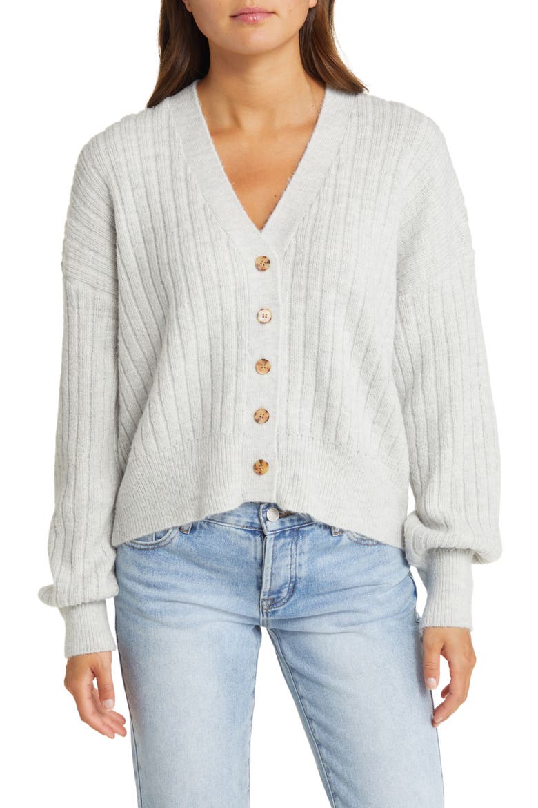 Afterglow V-Neck Cardigan, Main, color, LIGHT GREY HEATHER
