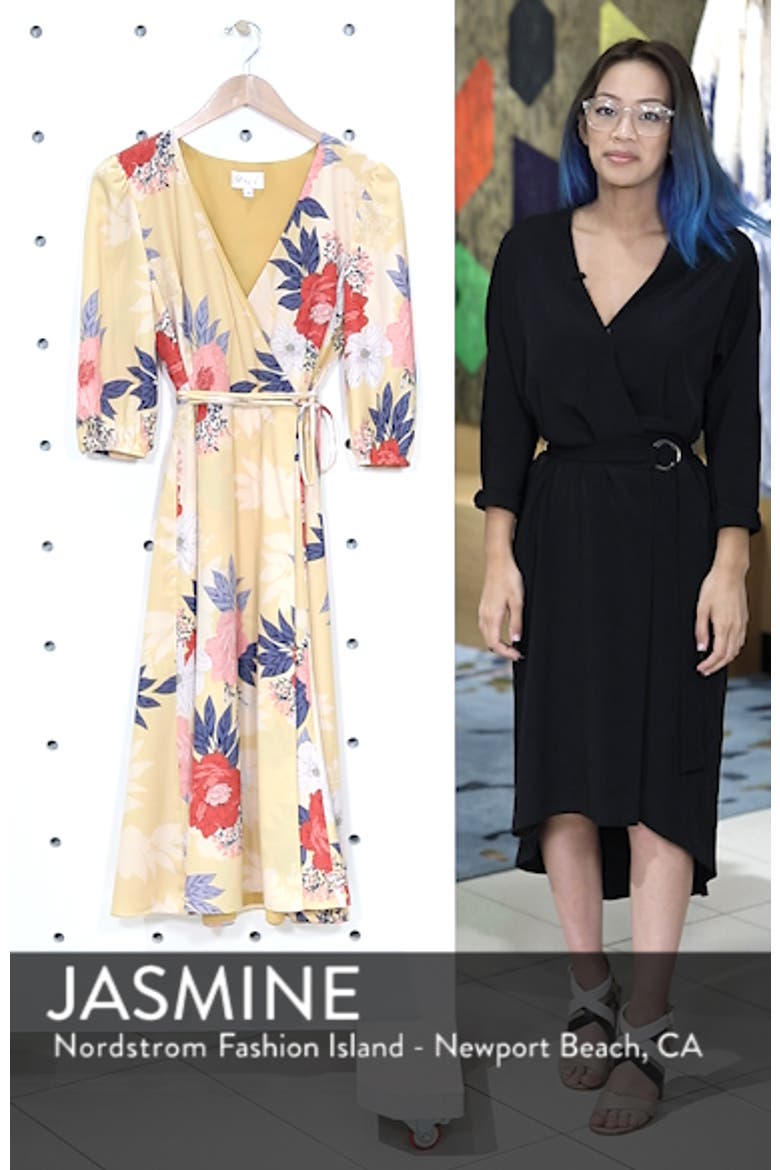 Floral Print Faux Wrap Midi Dress video