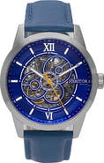 Heritor Automatic Jonas Leather-Band Skeleton Watch