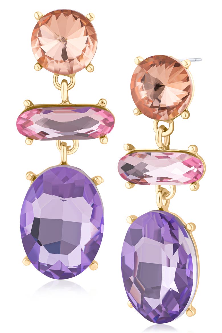 Crystal Drop Earrings (Nordstrom Exclusive), Main, color, LAVENDER/ GOLD