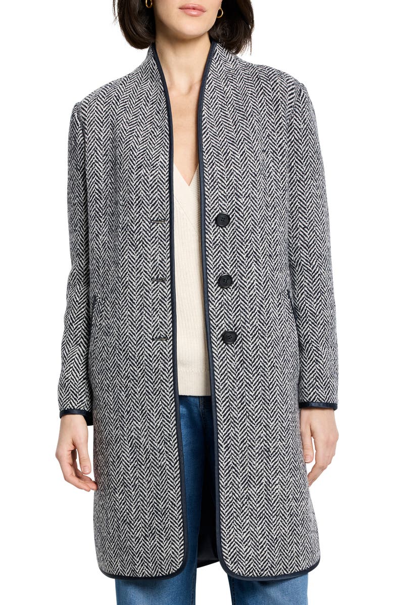 NIC+ZOE Herringbone Topcoat, Alternate, color, Navy