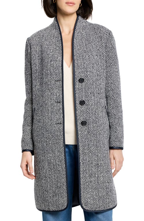 Nic + Zoe Nic+zoe Herringbone Wool Blend Coat In Gray