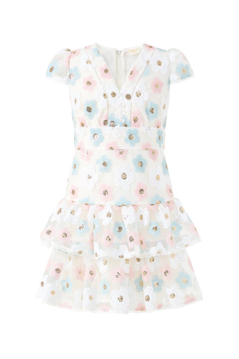 Gabrielle Frill Sequin Mini Dress, Main, color, Multi