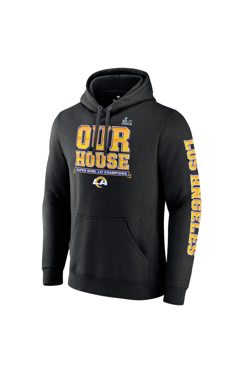 FANATICS Men's Fanatics Branded Black Los Angeles Rams Super Bowl LVI Champions Hometown Audible Fitted Pullover Hoodie, Alternate, color, 