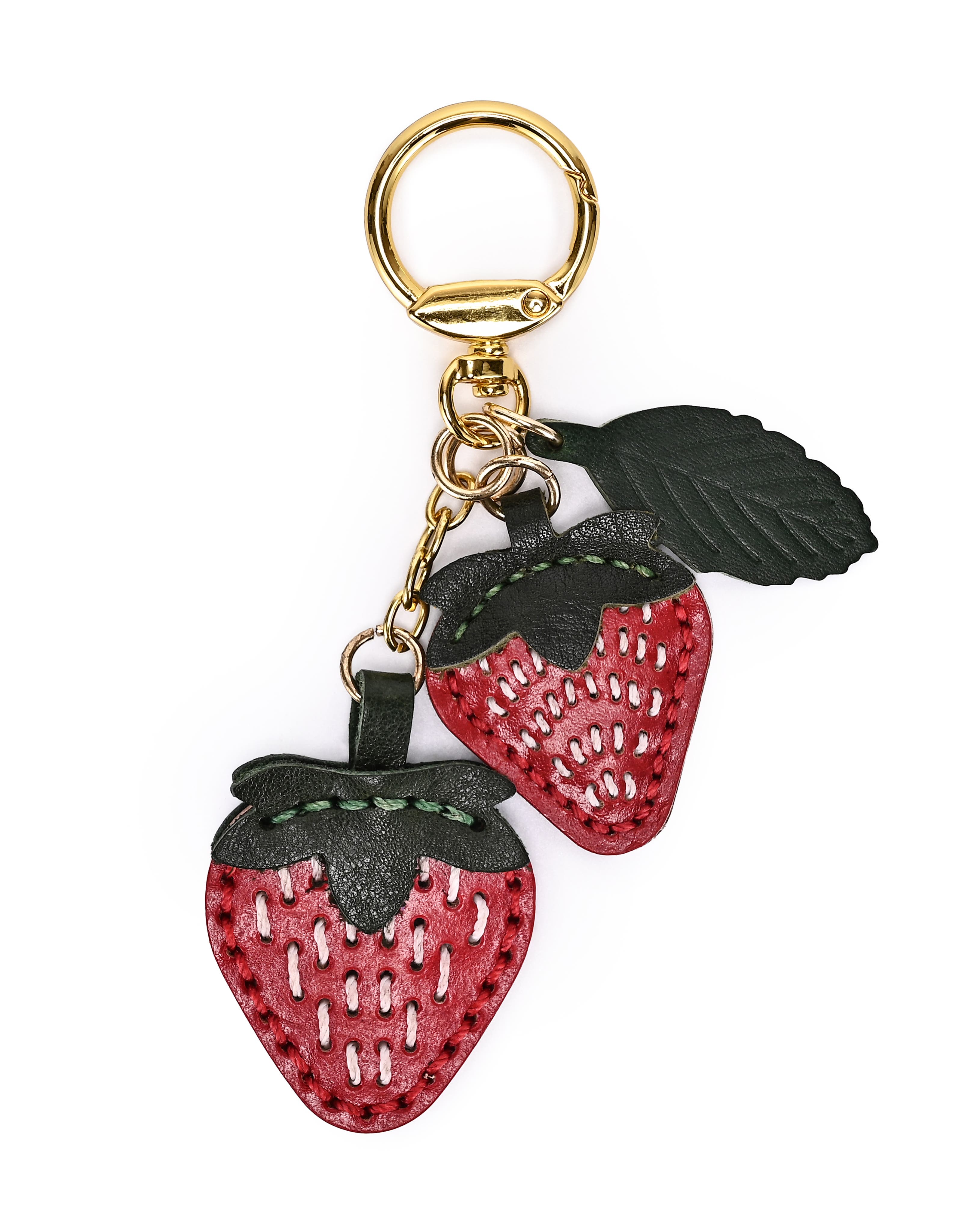 OLD TREND Strawberry Genuine Leather Keychain Charm, Alternate, color, Ruby