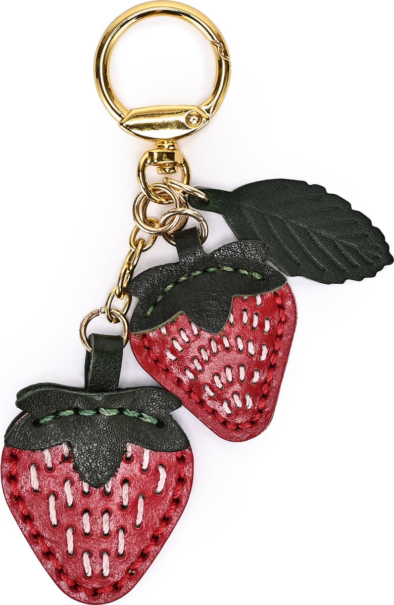 OLD TREND Strawberry Genuine Leather Keychain Charm, Alternate, color, Ruby