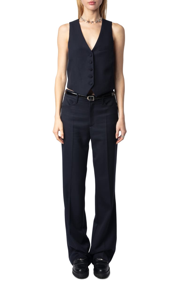 Zadig & Voltaire Pistol Virgin Wool Grain de Poudre Pants, Alternate, color, 