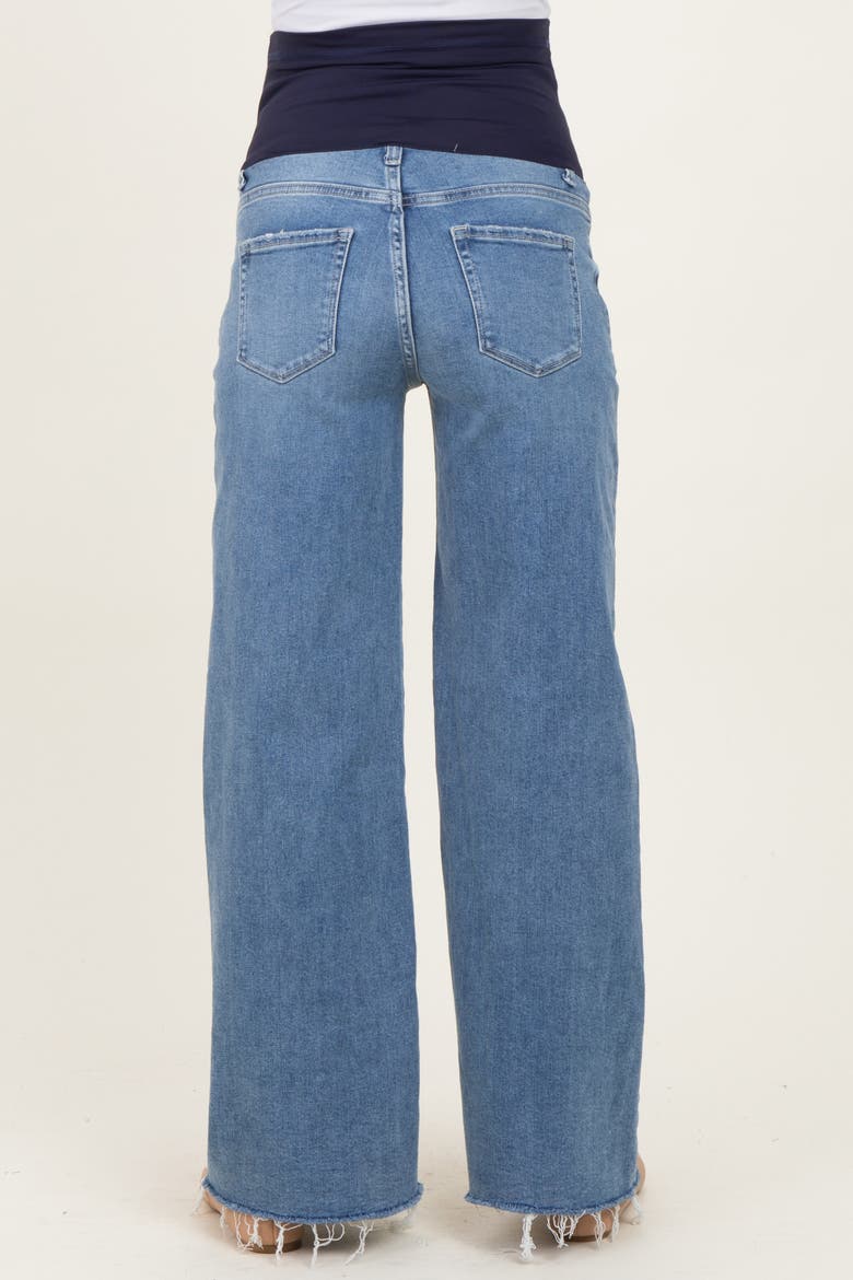 Distressed Relaxed Wide Leg Maternity Jeans, Alternate, color, Blue
